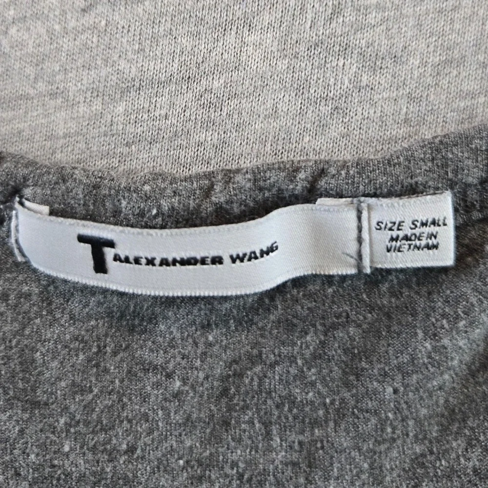 T by Alexander Wang Pocket Tee Women Small Charcoal Grey Scoop Neck Short Sleeve